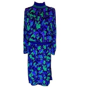 ILGWU Union Vintage Leslie Fay Purple Green Two Piece Set Size 16